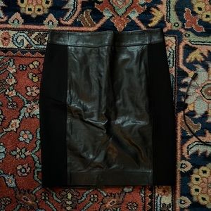 LOFT black leather and knit pencil skirt